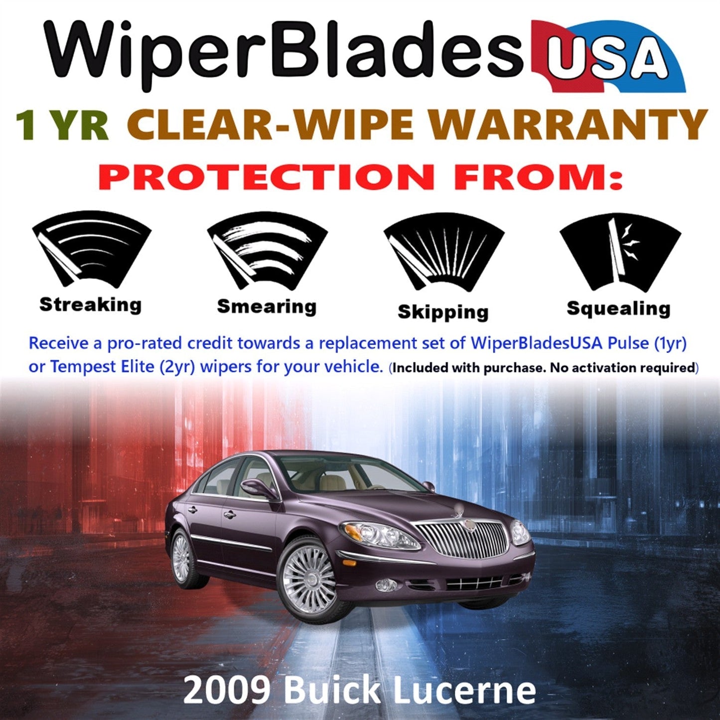 2009 Buick Lucerne Wiper Blades Set w/1yr Warranty (Set of 2) Pulse Beam Wipers-1