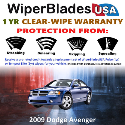 2009 Dodge Avenger Wiper Blades Set w/1yr Warranty (Set of 2) Pulse Beam Wipers-1