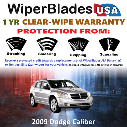 2009 Dodge Caliber Wiper Blades w/1yr Wear Warranty (Set of 3) w/Rear Wipers-1