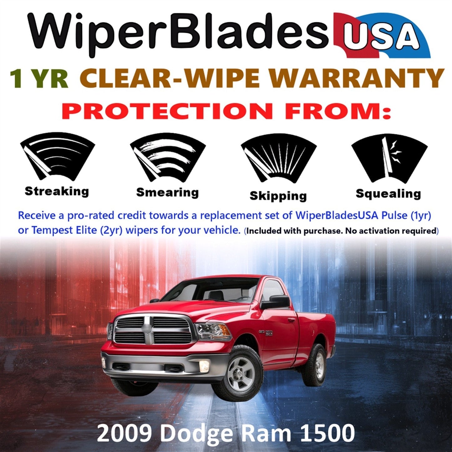 2009 Dodge Ram 1500 Wiper Blades Set w/1yr Warranty (Set of 2) Pulse Beam Wipers-1
