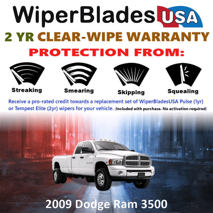 2009 Dodge Ram 3500 Wiper Blades w/2yr Wear Warranty (Set of 2) Beam Wipers-1