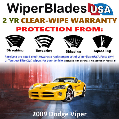 2009 Dodge Viper Wiper Blades Set w/2yr Warranty (Set of 2) Tempest Elite Wipers-1