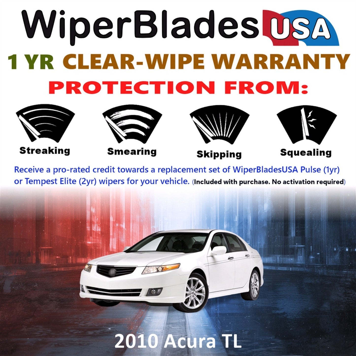 2010 Acura TL Wiper Blades Set w/1yr Wear Warranty (Set of 2) Pulse Beam Wipers-1