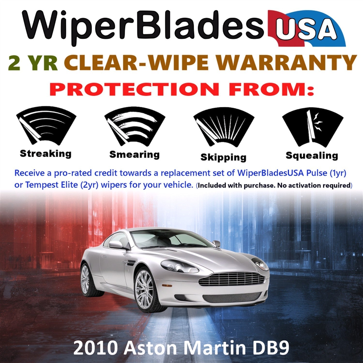 2010 Aston Martin DB9 Wiper Blades w/2yr Wear Warranty (Set of 2) Beam Wipers-1