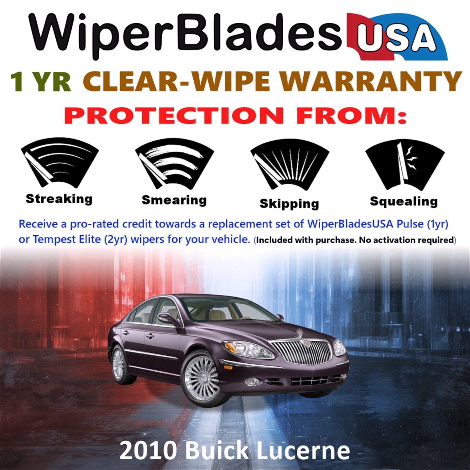 2010 Buick Lucerne Wiper Blades Set w/1yr Warranty (Set of 2) Pulse Beam Wipers-1