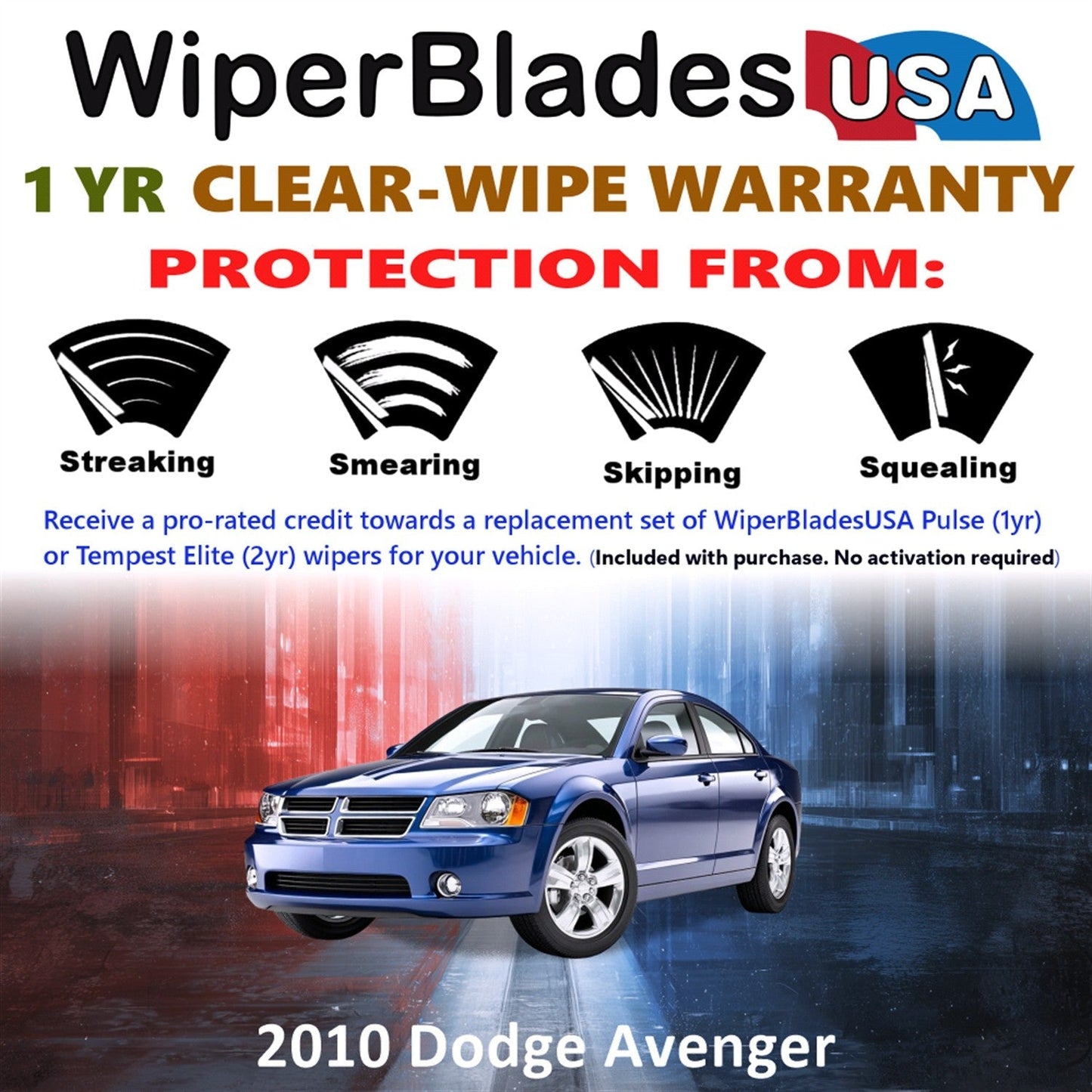 2010 Dodge Avenger Wiper Blades Set w/1yr Warranty (Set of 2) Pulse Beam Wipers-1
