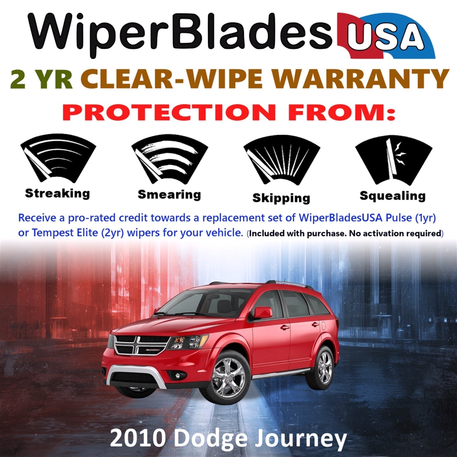 2010 Dodge Journey Wiper Blades w/2yr Wear Warranty (Set of 3) w/Rear Wipers-1