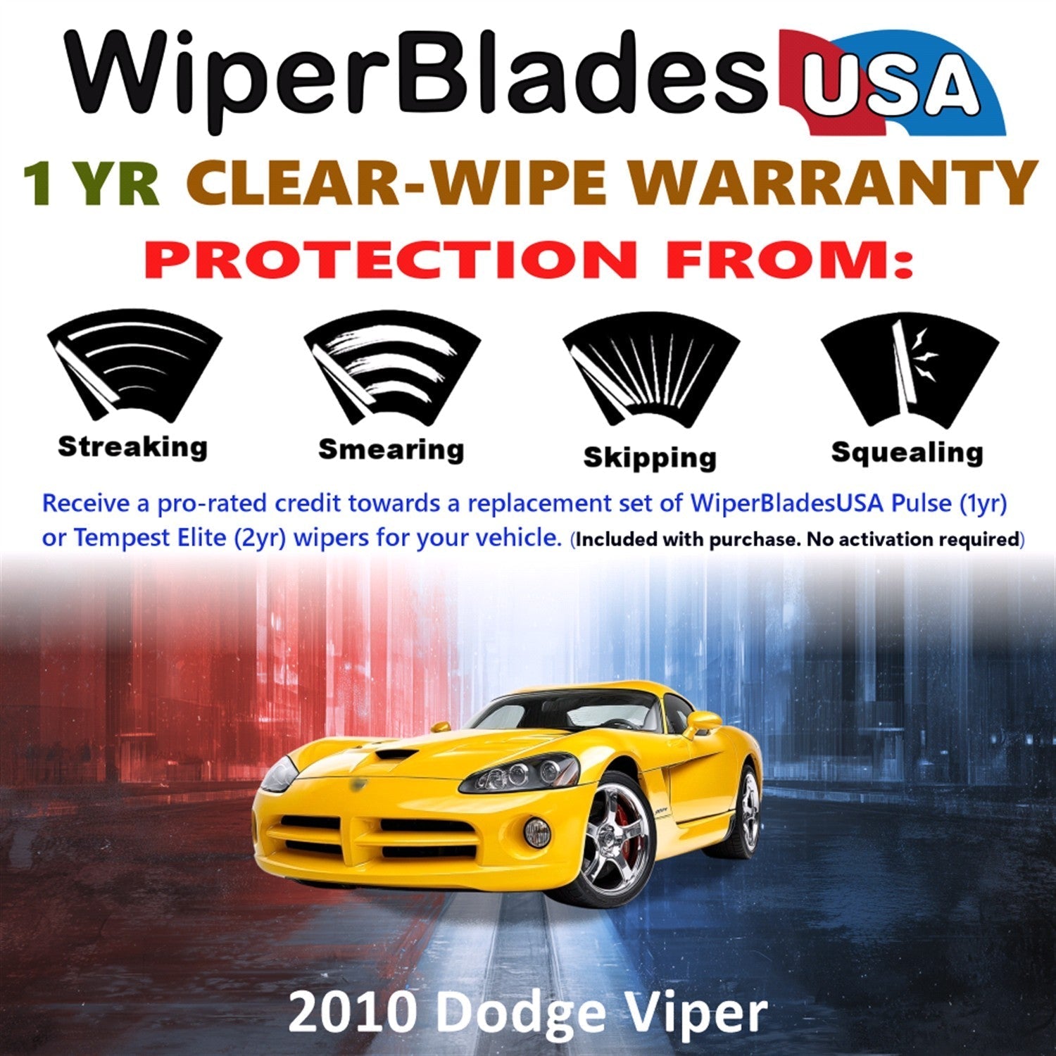 2010 Dodge Viper Wiper Blades Set w/1yr Warranty (Set of 2) Pulse Beam Wipers-1
