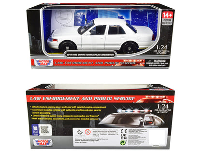 2010 Ford Crown Victoria Police Interceptor Unmarked White "Custom Builder's Kit" Series 1/24 Diecast Model Car by Motormax-2