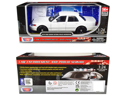 2010 Ford Crown Victoria Police Interceptor Unmarked White "Custom Builder's Kit" Series 1/24 Diecast Model Car by Motormax-2