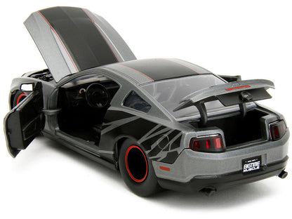 2010 Ford Mustang GT Matt Gray Metallic with Black Graphics and Stripes "Ford Performance" "Bigtime Muscle" Series 1/24 Diecast Model Car by Jada-3