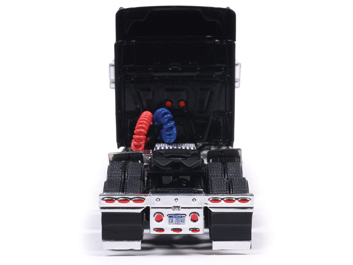 2010 International Lonestar Truck Tractor Black with Flame Graphics 1/64 Diecast Model by IXO Models-0