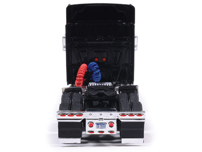 2010 International Lonestar Truck Tractor Black with Flame Graphics 1/64 Diecast Model by IXO Models-0