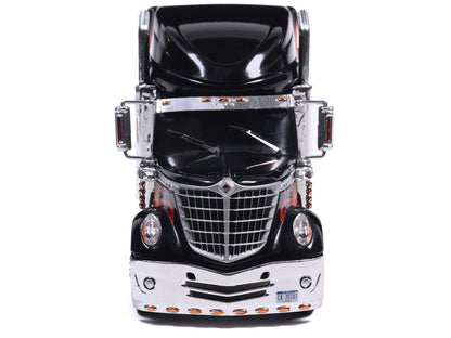 2010 International Lonestar Truck Tractor Black with Flame Graphics 1/64 Diecast Model by IXO Models-3