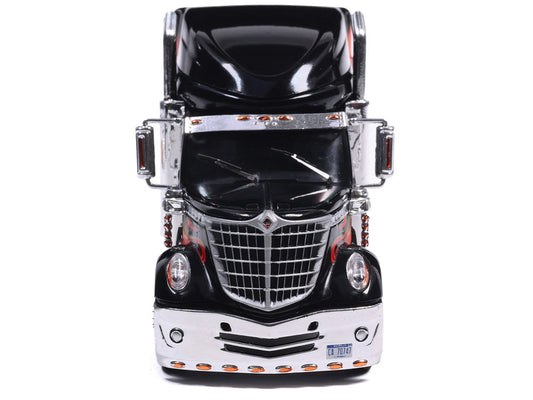 2010 International Lonestar Truck Tractor Black with Flame Graphics 1/64 Diecast Model by IXO Models-3