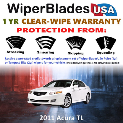 2011 Acura TL Wiper Blades Set w/1yr Wear Warranty (Set of 2) Pulse Beam Wipers-1