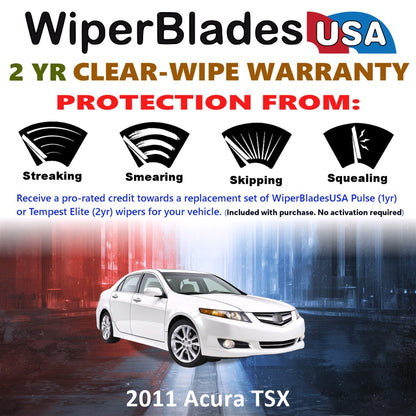 2011 Acura TSX Wiper Blades Set w/2yr Warranty (Set of 2) Tempest Elite Wipers-1
