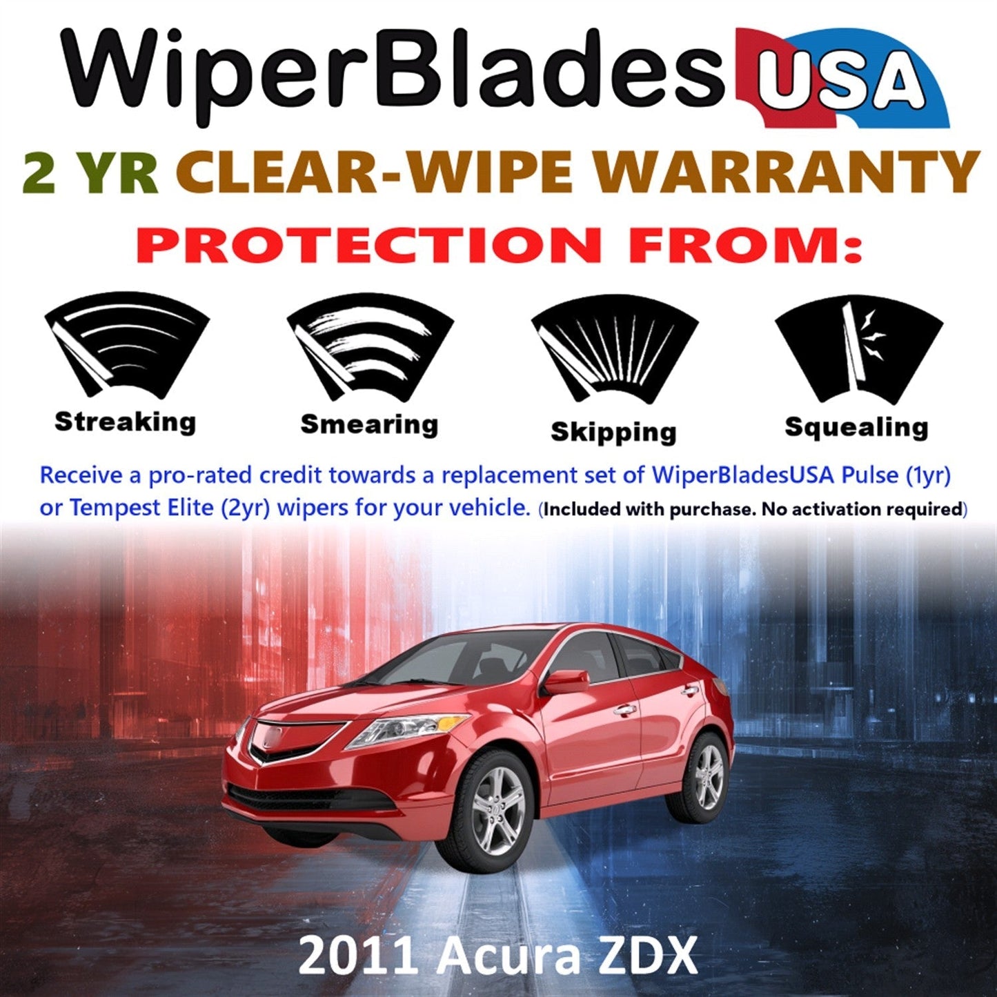 2011 Acura ZDX Wiper Blades Set w/2yr Warranty (Set of 2) Tempest Elite Wipers-1