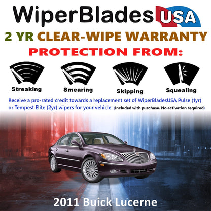 2011 Buick Lucerne Wiper Blades Set w/2yr Wear Warranty (Set of 2) Tempest Elite-1