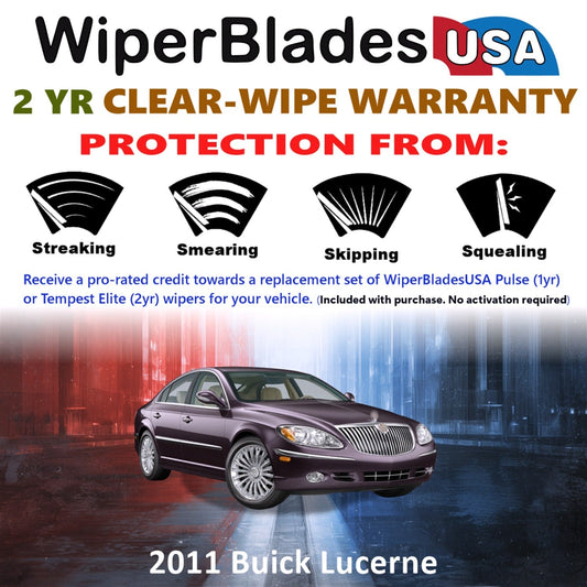 2011 Buick Lucerne Wiper Blades Set w/2yr Wear Warranty (Set of 2) Tempest Elite-1