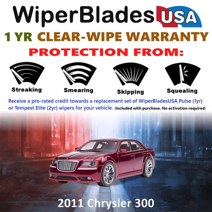 2011 Chrysler 300 Wiper Blades Set w/1yr Warranty (Set of 2) Pulse Beam Wipers-1