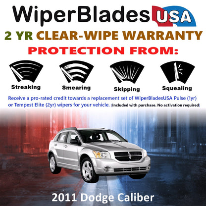 2011 Dodge Caliber Wiper Blades Set w/2yr Wear Warranty (Set of 2) Tempest Elite-1