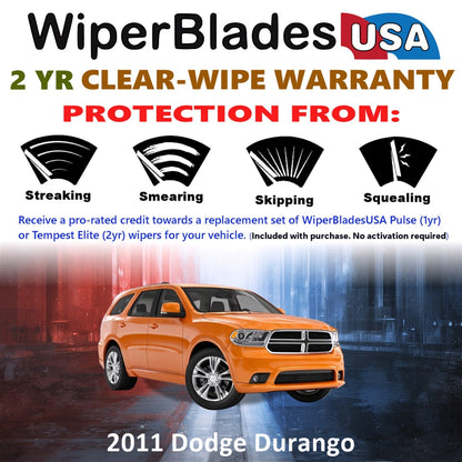 2011 Dodge Durango Wiper Blades w/2yr Wear Warranty (Set of 3) w/Rear Wipers-1
