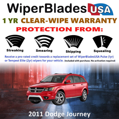 2011 Dodge Journey Wiper Blades w/1yr Wear Warranty (Set of 3) w/Rear Wipers-1