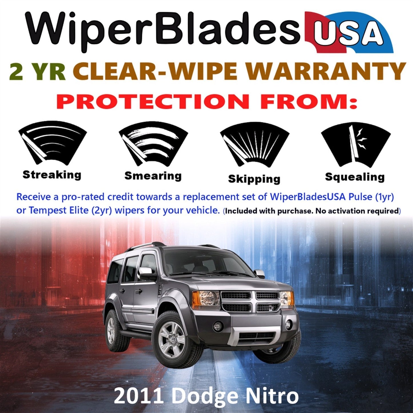 2011 Dodge Nitro Wiper Blades Set w/2yr Warranty (Set of 2) Tempest Elite Wipers-1