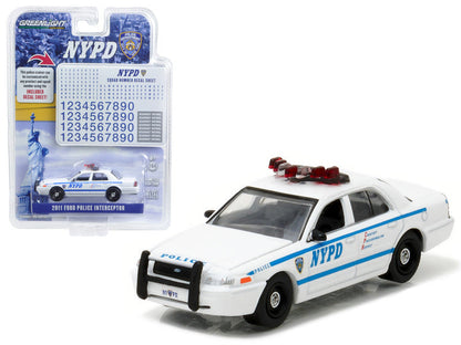 2011 Ford Crown Victoria Police New York Police Department (NYPD) with NYPD Squad Number Decal Sheet Hobby Exclusive 1/64 Diecast Model Car by Greenlight-0