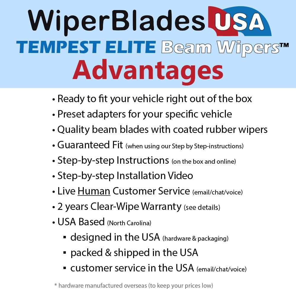 2012 Acura MDX Wiper Blades Set w/2yr Warranty (Set of 2) Tempest Elite Wipers-3