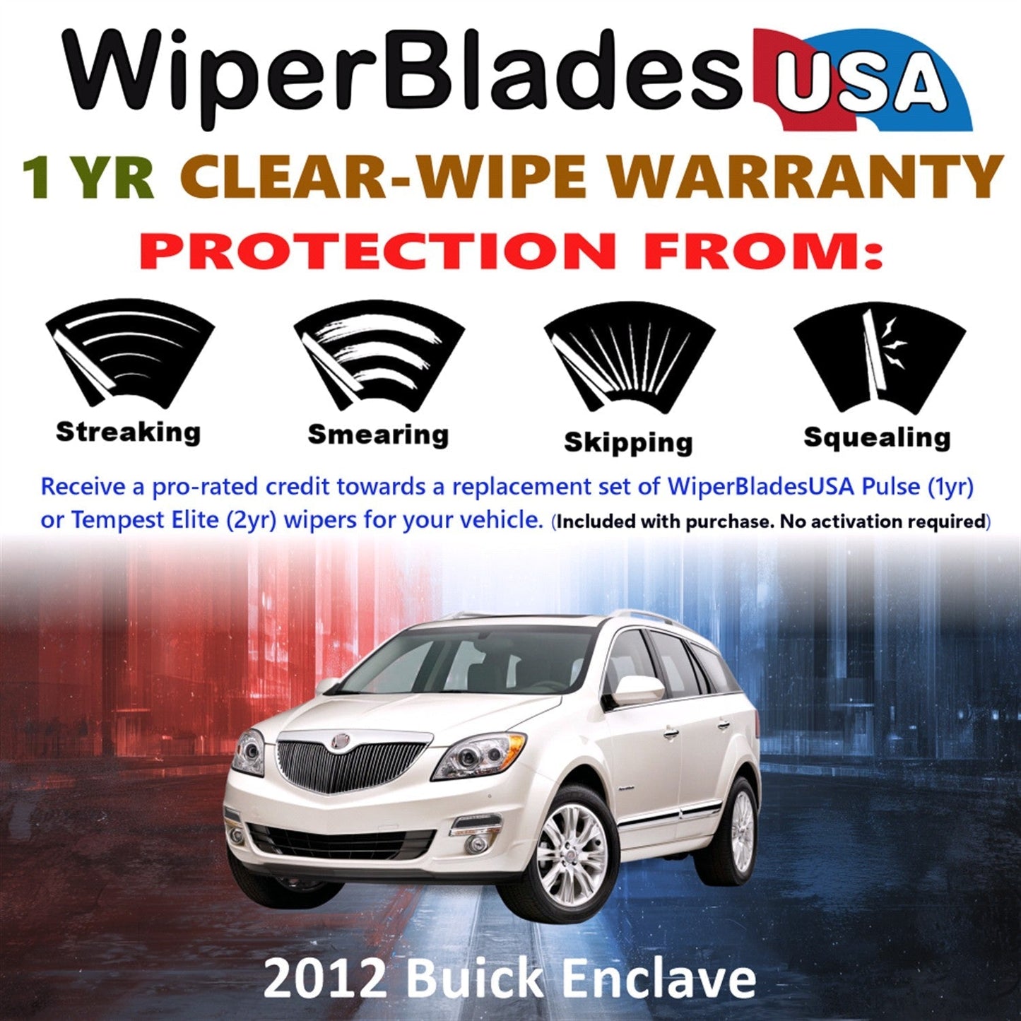 2012 Buick Enclave Wiper Blades Set w/1yr Warranty (Set of 2) Pulse Beam Wipers-1