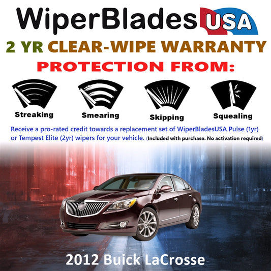 2012 Buick LaCrosse Wiper Blades w/2yr Wear Warranty (Set of 2) Beam Wipers-1