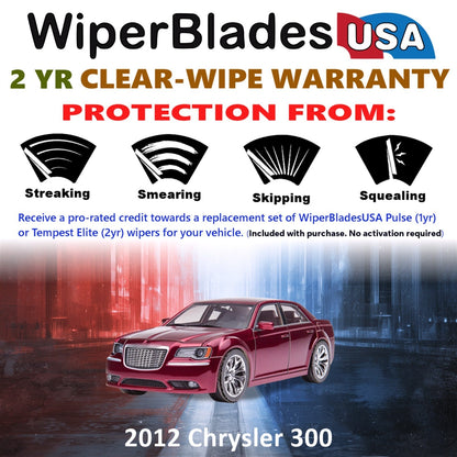 2012 Chrysler 300 Wiper Blades Set w/2yr Wear Warranty (Set of 2) Tempest Elite-1