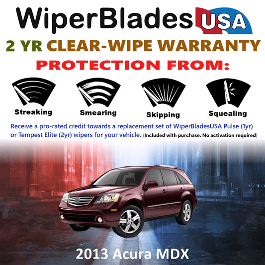 2013 Acura MDX Wiper Blades w/2yr Wear Warranty (Set of 3) w/Rear Beam Wipers-1