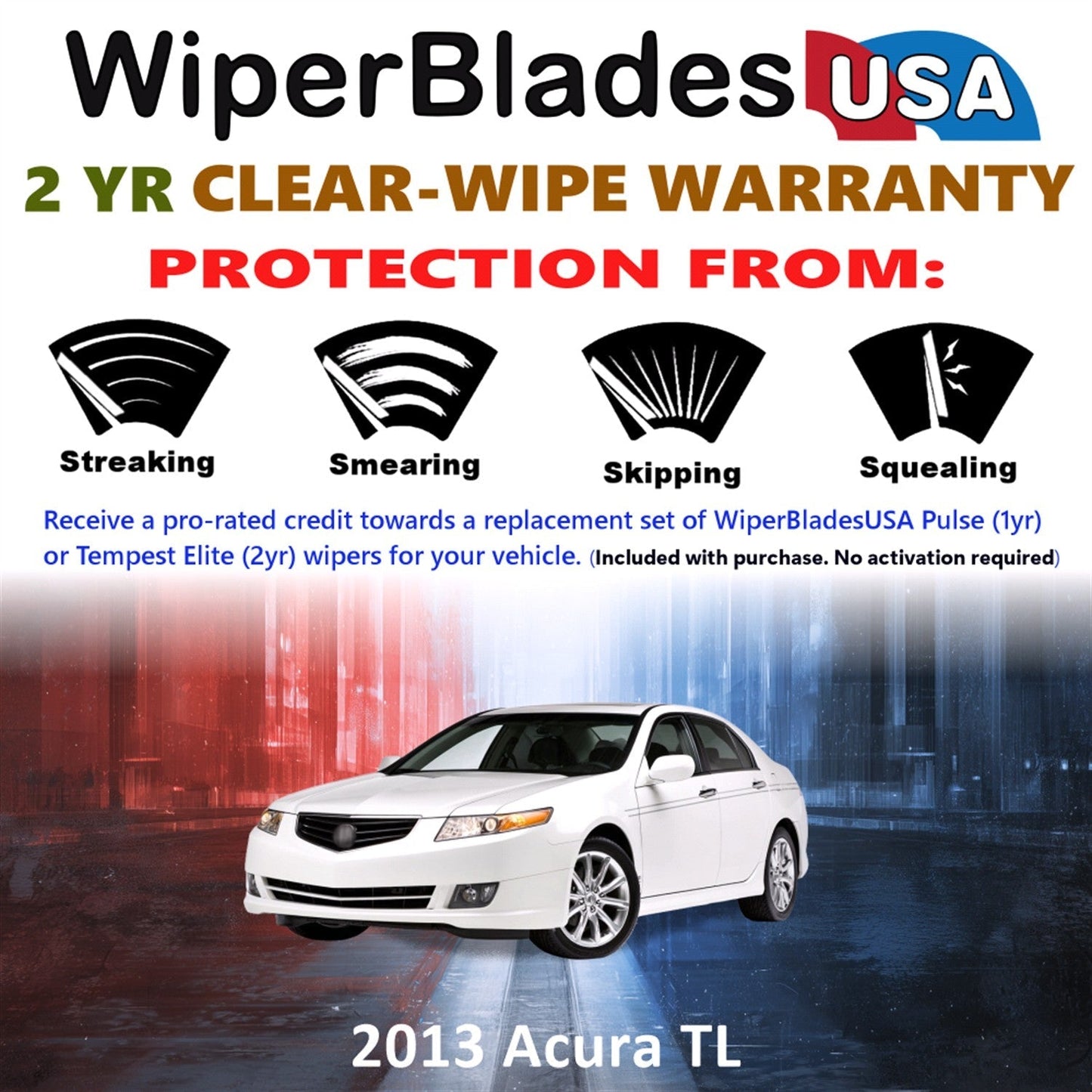 2013 Acura TL Wiper Blades Set w/2yr Warranty (Set of 2) Tempest Elite Wipers-1