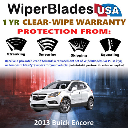 2013 Buick Encore Wiper Blades Set w/1yr Warranty (Set of 2) Pulse Beam Wipers-1