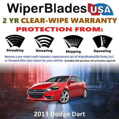2013 Dodge Dart Wiper Blades Set w/2yr Warranty (Set of 2) Tempest Elite Wipers-1