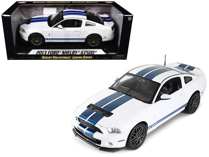 2013 Ford Shelby Cobra GT500 SVT White with Blue Stripes 1/18 Diecast Car Model by Shelby Collectibles-2