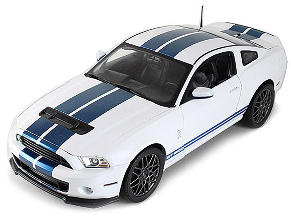 2013 Ford Shelby Cobra GT500 SVT White with Blue Stripes 1/18 Diecast Car Model by Shelby Collectibles-0