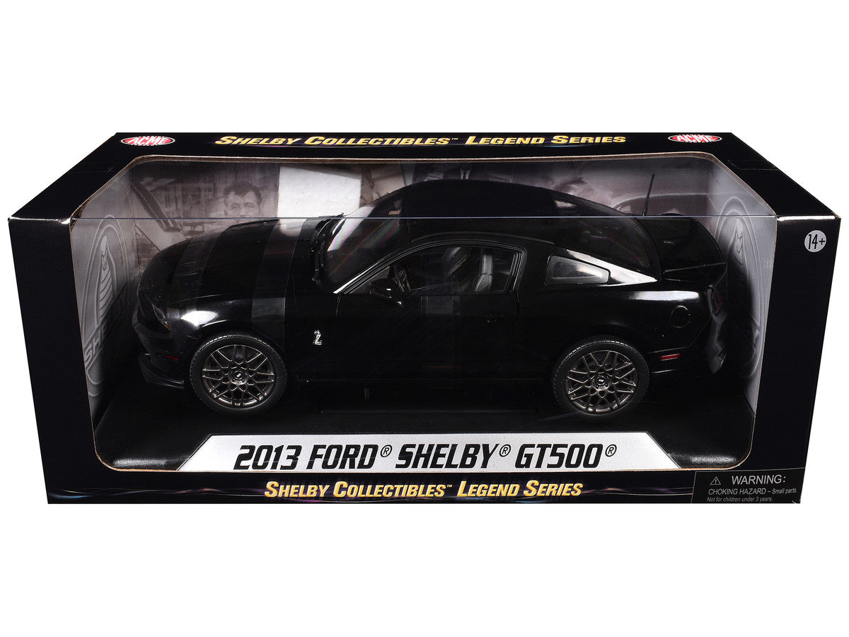 2013 Ford Shelby Mustang Cobra GT500 SVT Black with Black Stripes 1/18 Diecast Car Model by Shelby Collectibles-1