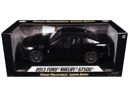 2013 Ford Shelby Mustang Cobra GT500 SVT Black with Black Stripes 1/18 Diecast Car Model by Shelby Collectibles-1