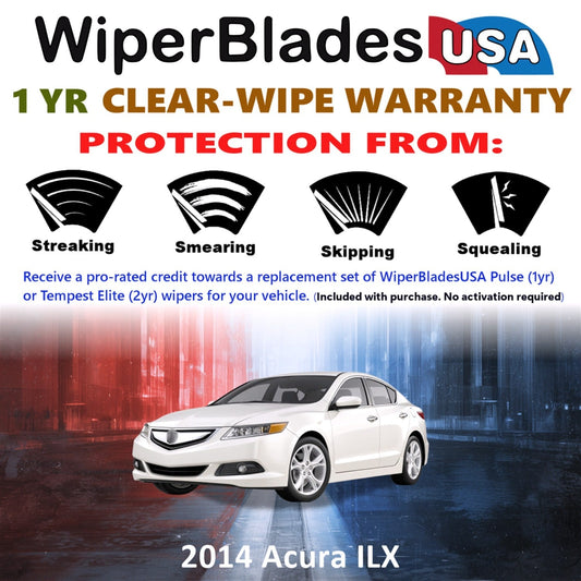 2014 Acura ILX Wiper Blades Set w/1yr Wear Warranty (Set of 2) Pulse Beam Wipers-1