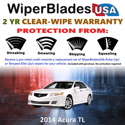 2014 Acura TL Wiper Blades Set w/2yr Warranty (Set of 2) Tempest Elite Wipers-1