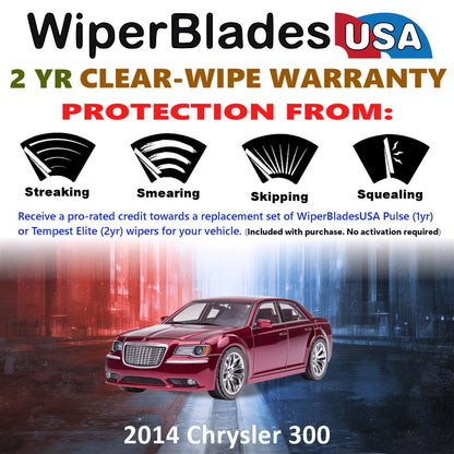 2014 Chrysler 300 Wiper Blades Set w/2yr Wear Warranty (Set of 2) Tempest Elite-1
