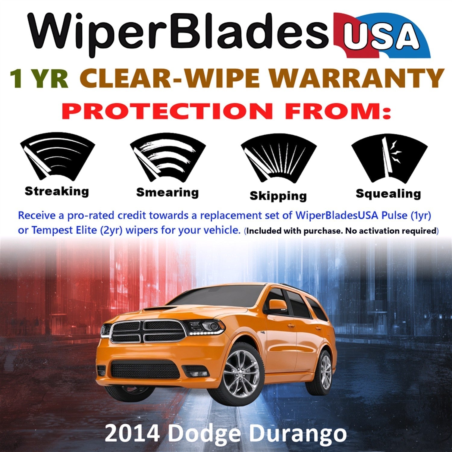 2014 Dodge Durango Wiper Blades Set w/1yr Warranty (Set of 2) Pulse Beam Wipers-1