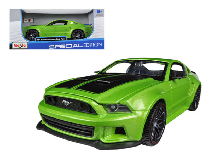 2014 Ford Mustang "Street Racer" Green Metallic with Black Stripes "Special Edition" Series 1/24 Diecast Model Car by Maisto-0