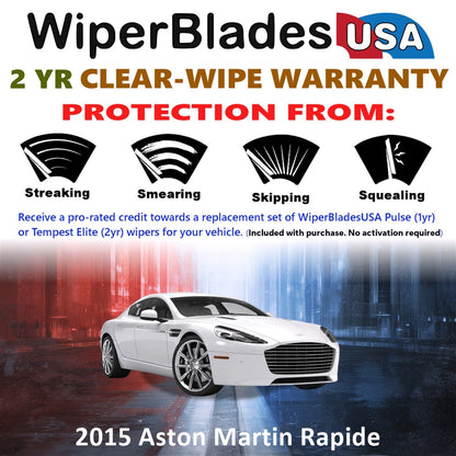2015 Aston Martin Rapide Wiper Blades w/2yr Wear Warranty (Set of 2) Beam Wipers-1