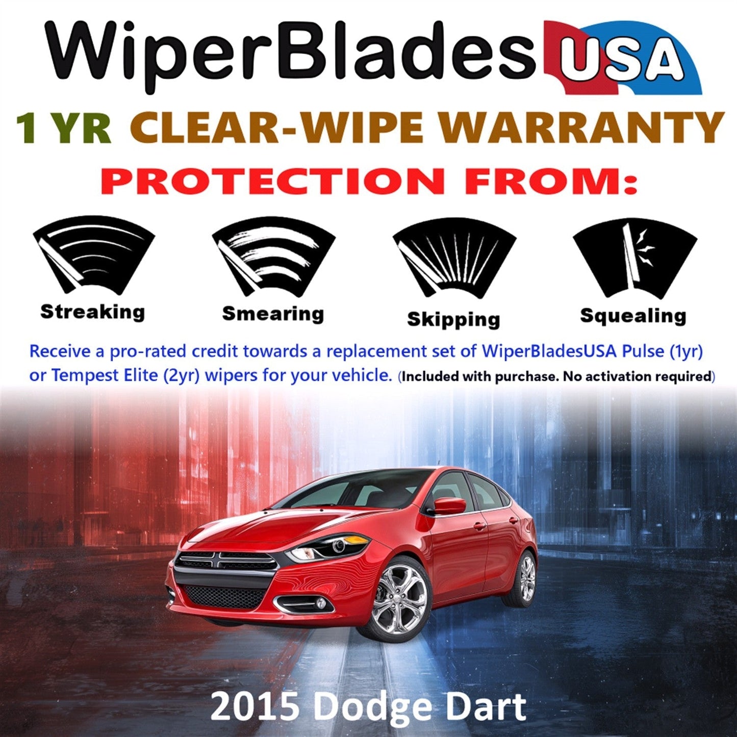 2015 Dodge Dart Wiper Blades Set w/1yr Warranty (Set of 2) Pulse Beam Wipers-1