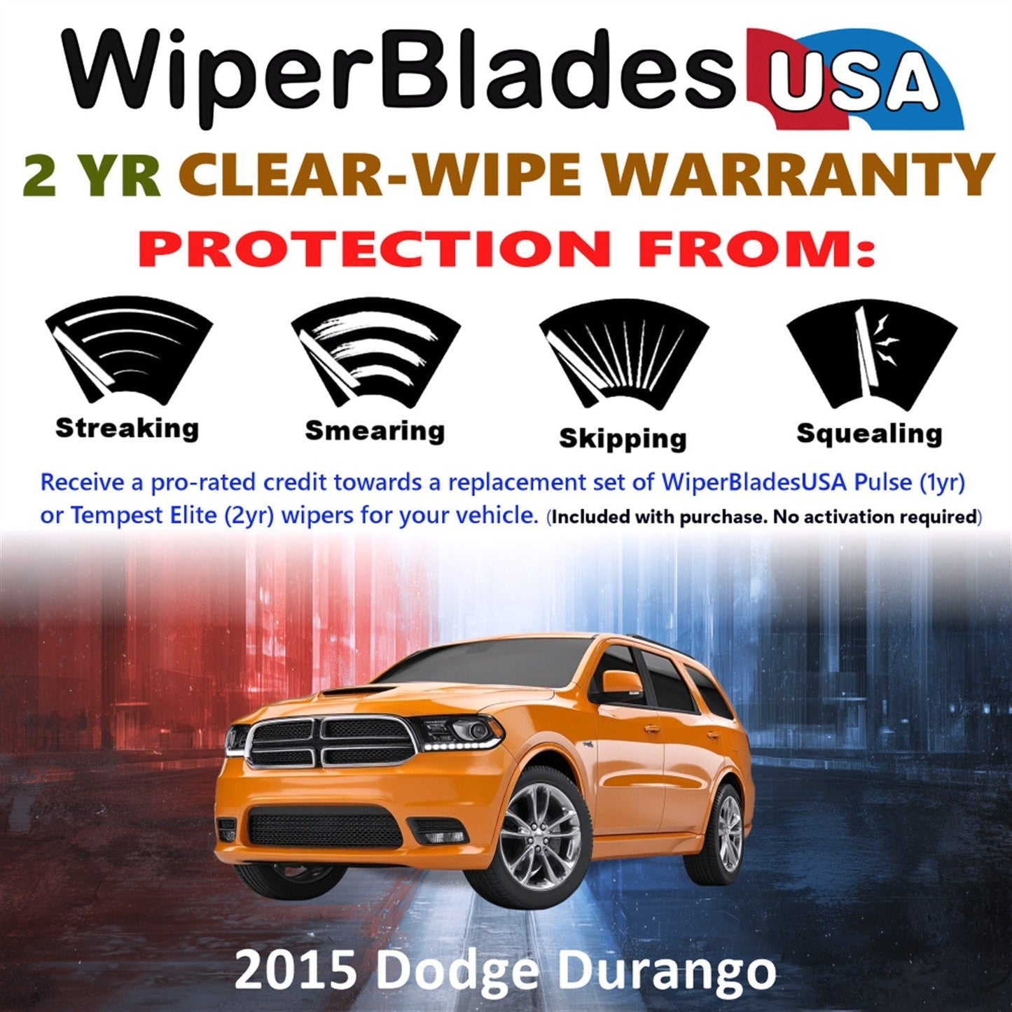 2015 Dodge Durango Wiper Blades w/2yr Wear Warranty (Set of 3) w/Rear Wipers-1